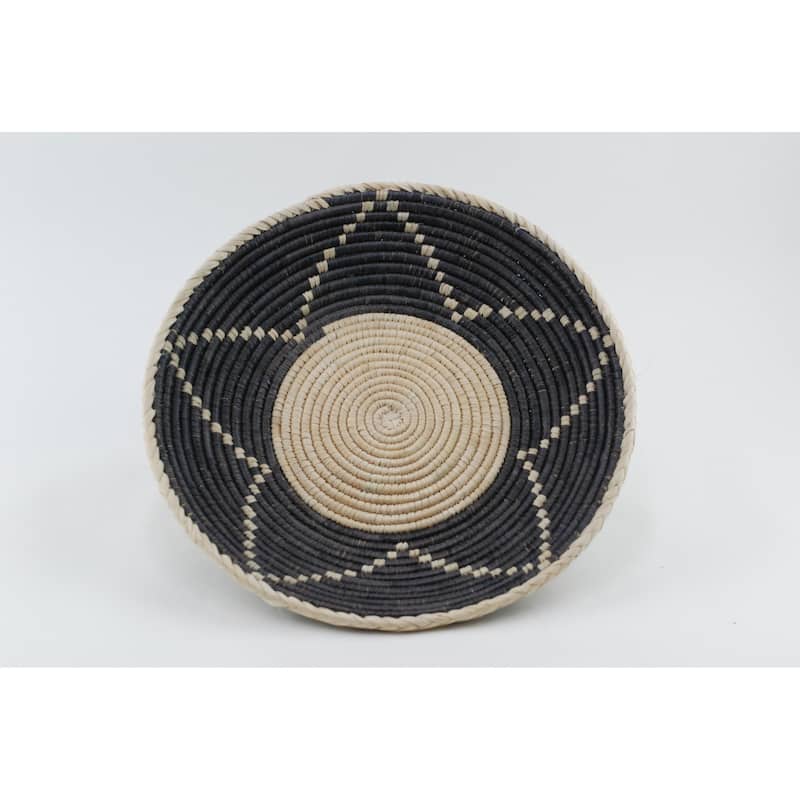 Hand Woven Palm Wall Decor Basket - Off White