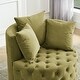 preview thumbnail 4 of 10, Velvet Upholstered Swivel Chair for Living Room, Tufted Barrel Chair Corner Chair with Movable Wheels & 3 Pillows, Avocado Green