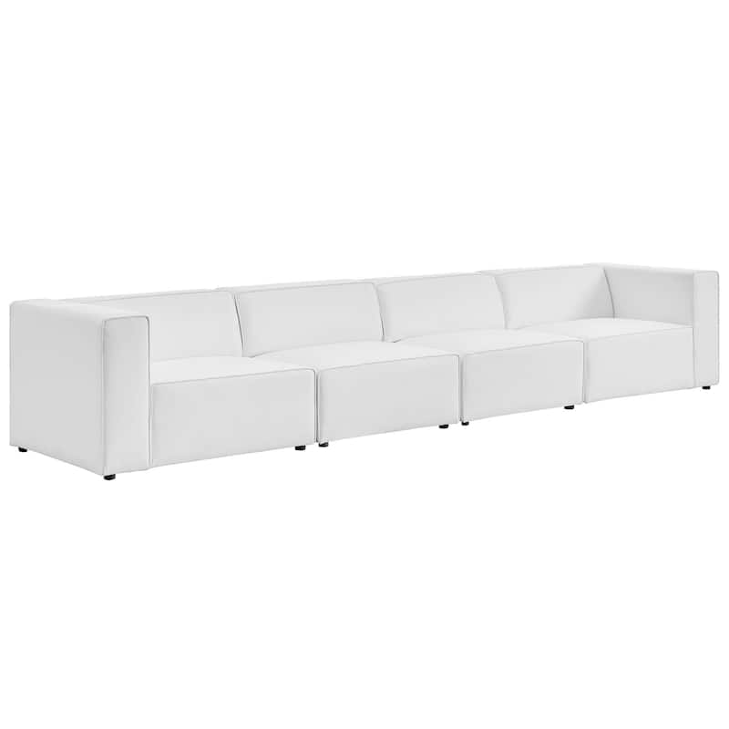Mingle Vegan Leather 4-Piece Sectional Sofa - White