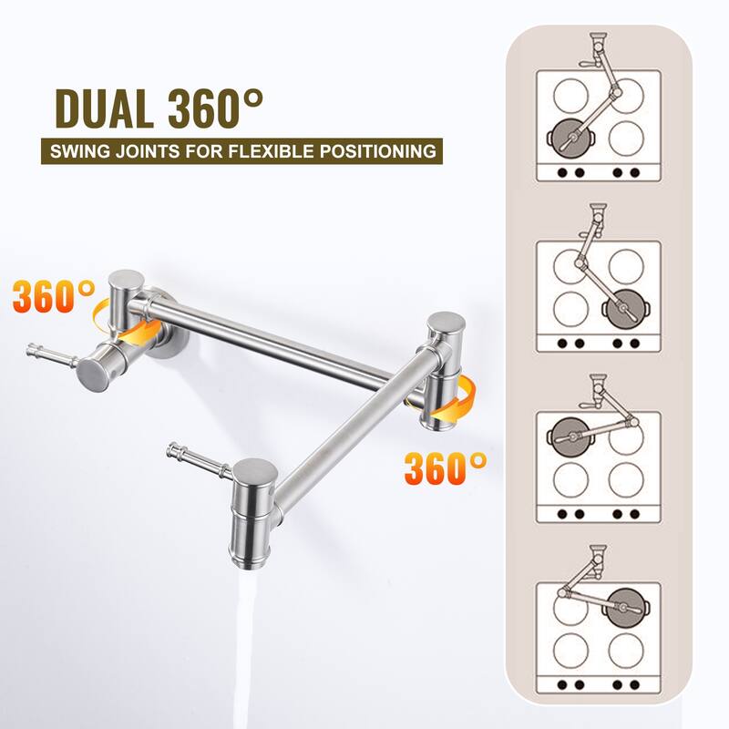 WOWOW 23.5-inch Wall Mount Pot Filler with Double Handle