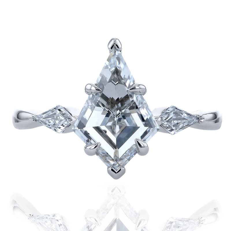 Kobelli 2.44 Carats Kite Diamond 14k Solid White Gold Lab Grown 3-Stone Artemis Engagement Ring (EF/VS, Certified)