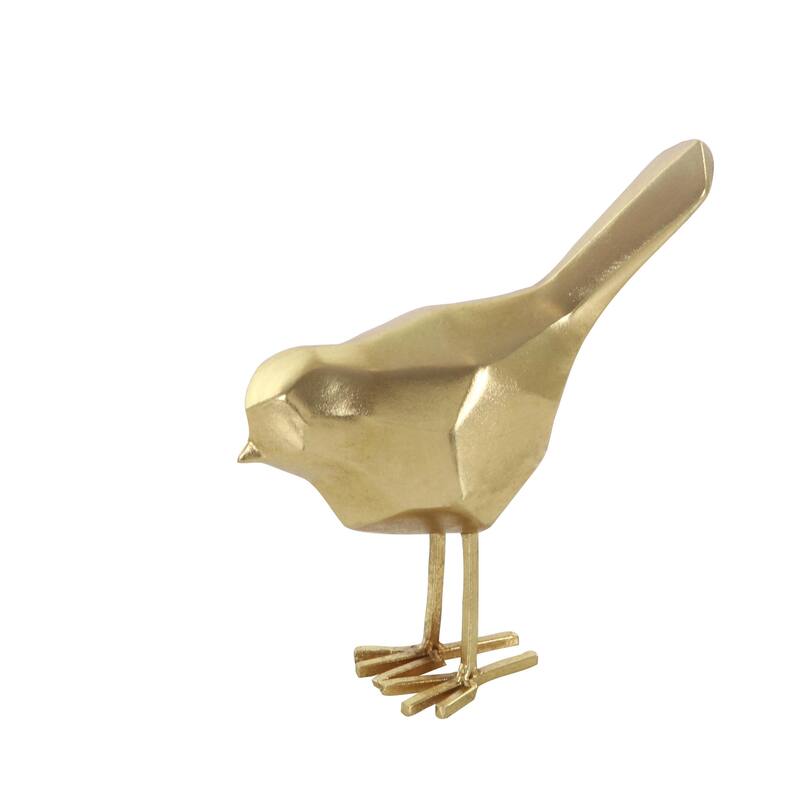 CosmoLiving by Cosmopolitan Gold or Gray Polystone Bird Decorative Sculpture with Origami Accents (Set of 2)