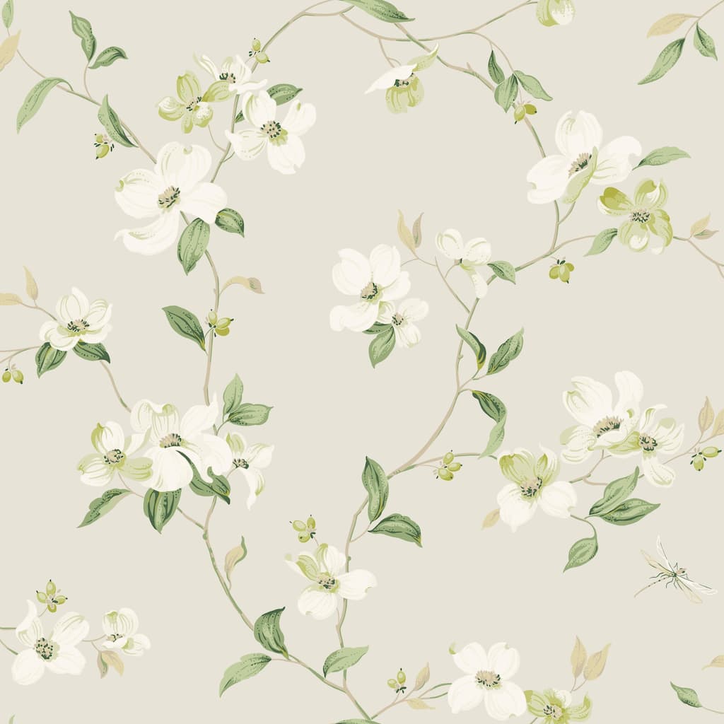 York Wallcoverings Dogwood Light Grey Wallpaper
