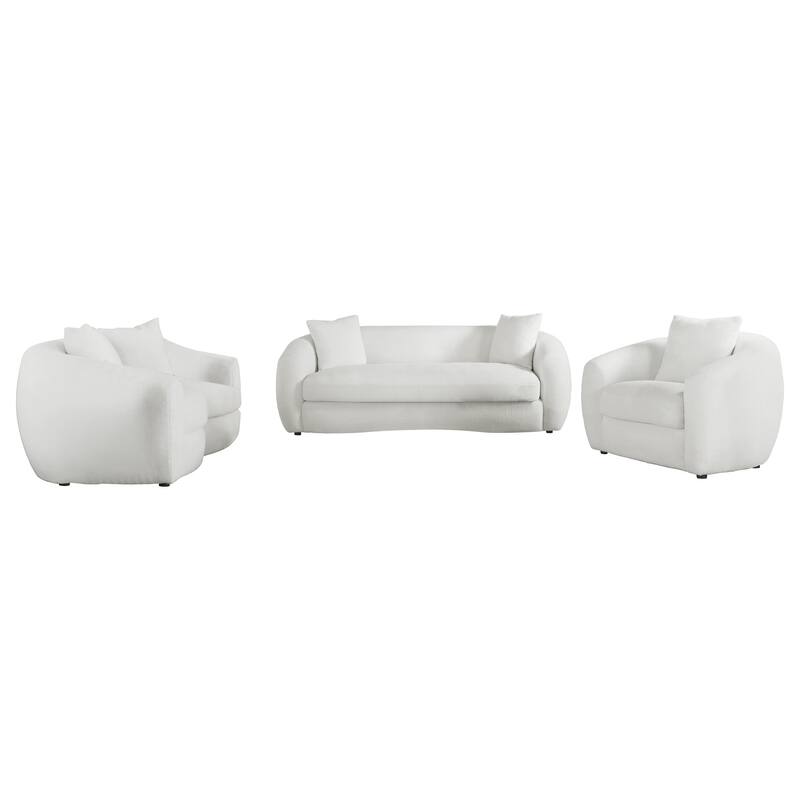 Isabella Faux Sheepskin Upholstered Sofa Set Natural