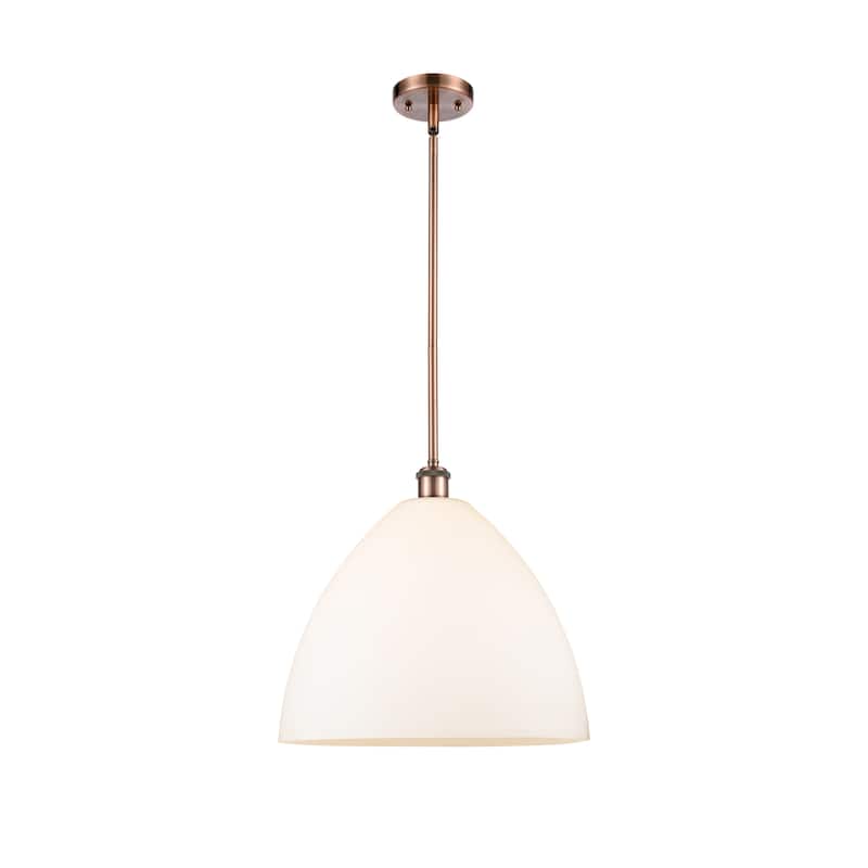 Innovations Lighting Bristol Glass 1 Light 16" Pendant - Antique Copper/Matte White