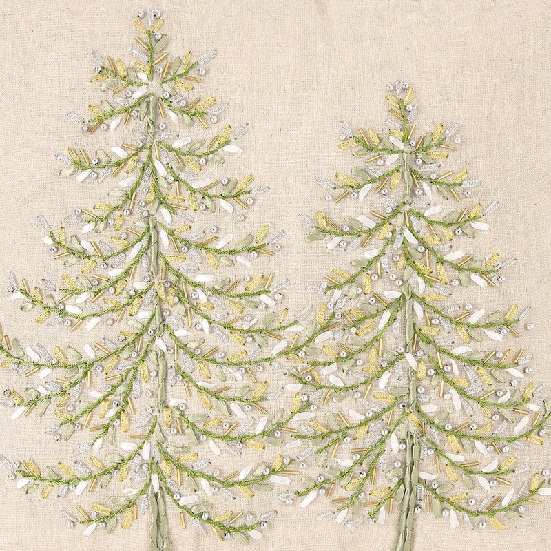 Christmas Winter Garden Ribbon Art Tree 16" x 16" Throw Pillow