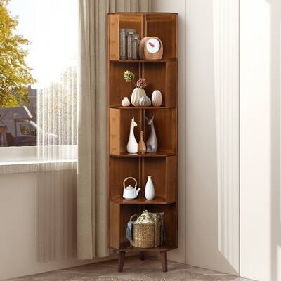 Multi-tier Bamboo Storage Corner Bookcase