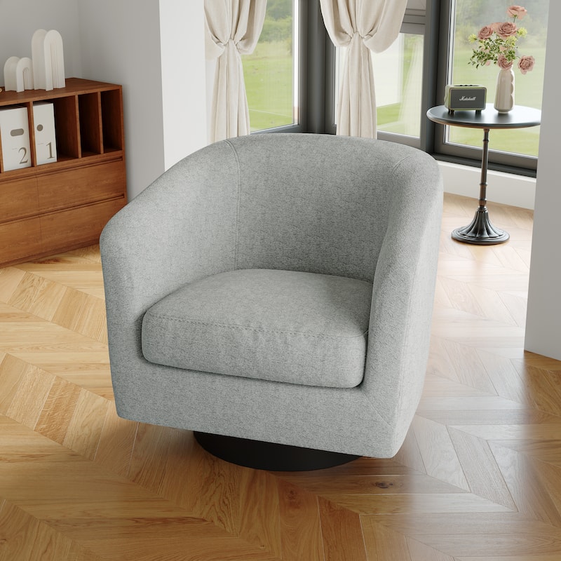 Modern Upholstered Barrel Chair Swivel Accent Chair for Living Room