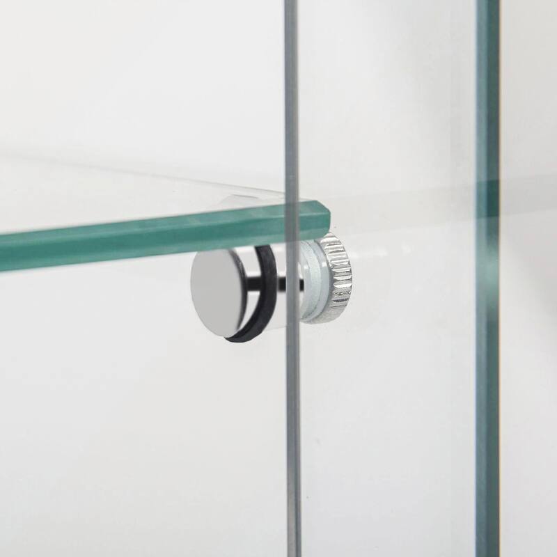 Tempered Glass Display Cabinet with Bluetooth LED Light Strip and Adjustable Floor Feet