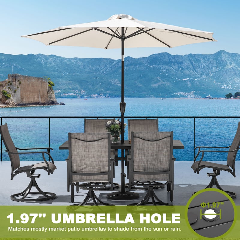 7-Piece Outdoor Aluminum Dining Set with Swivel Design