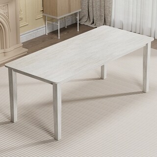 47 Inch Modern Wood Dining Table Solid Wood Rectangular Dining Table ...