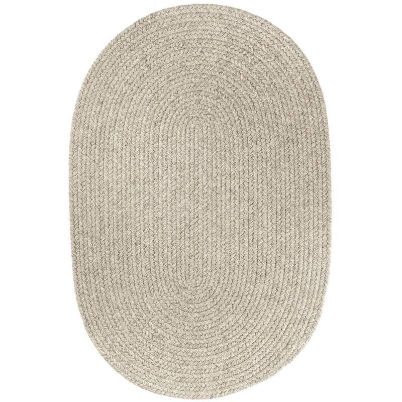 Rhody Rug Woolux Braided Wool Flatweave Oval Rug - 3' x 5' Oval - Light Gray