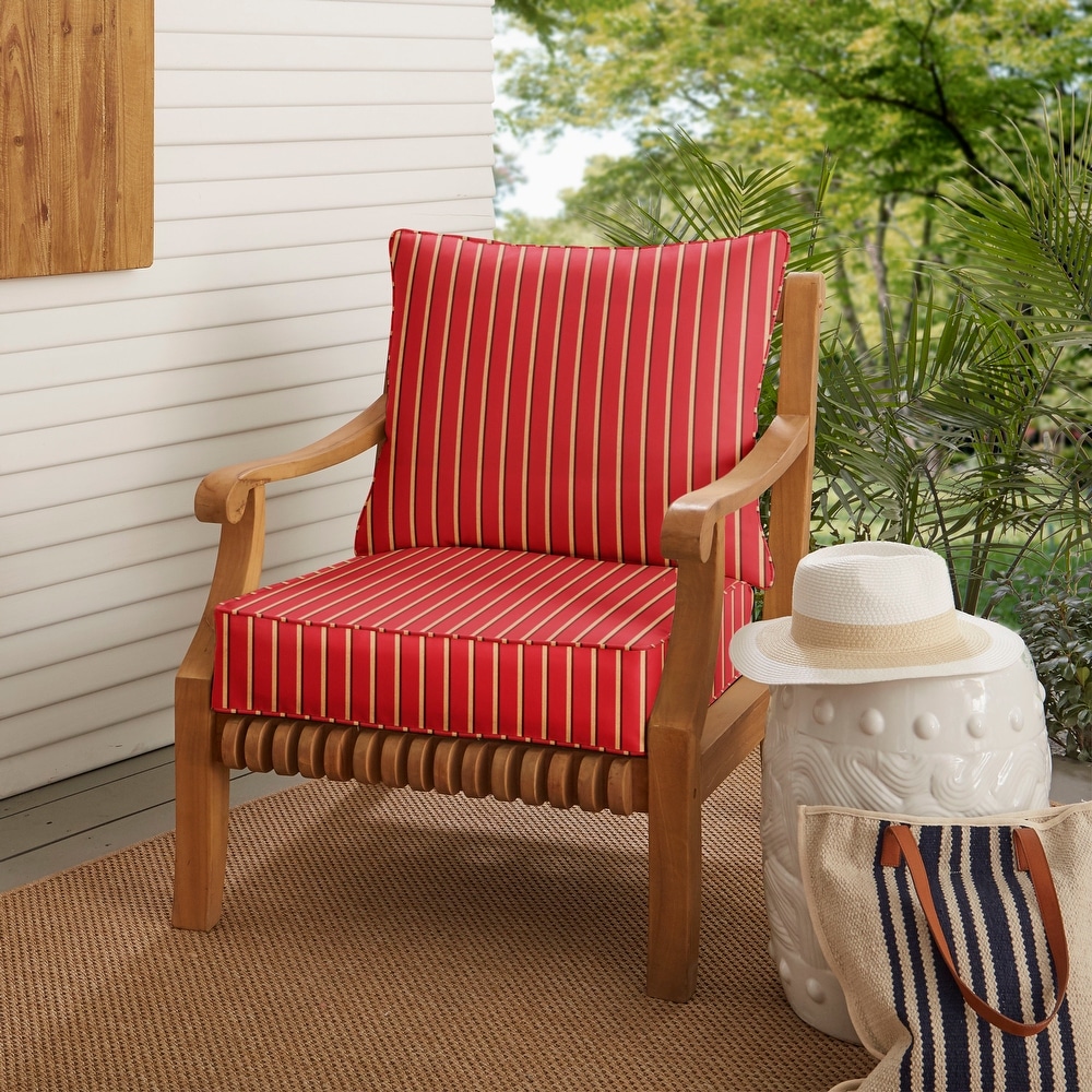 Yellow and white best sale striped outdoor chair cushions