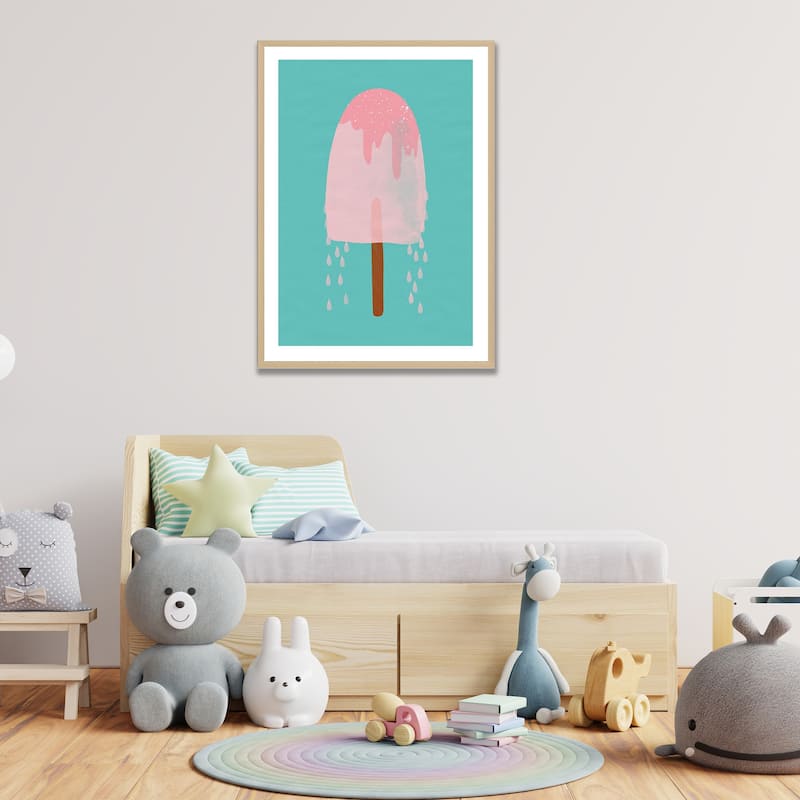 Kids Framed Art Print Yummy Ice Cream by Treechild - Multi-Color