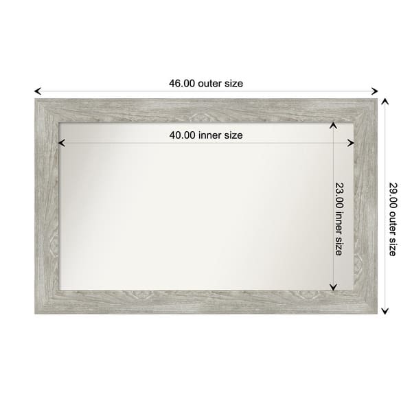 dimension image slide 62 of 113, Dove Greywash Framed Non-Beveled Custom Wall Mirror, Bathroom Vanity Mirror