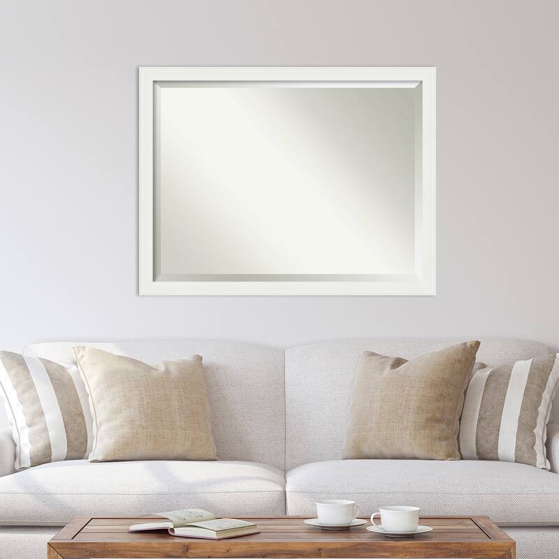 Beveled Wall Mirror - Vanity White Narrow Frame - Vanity White Narrow