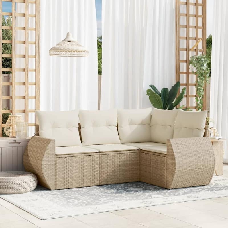 vidaXL Garden Sofa Set - Beige and cream With table