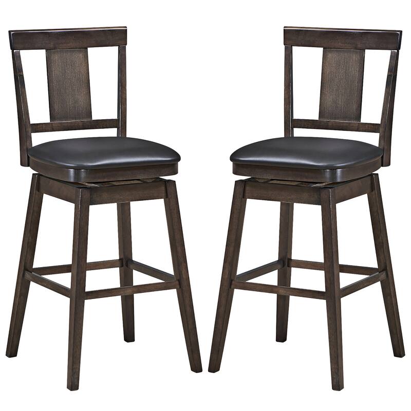 Swivel Bar Stool 29 inch Upholstered Pub Height Bar Chair with Rubber - Dark Grey