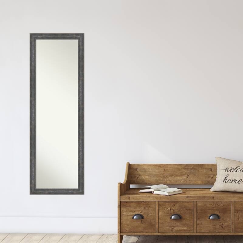 Angled Non-Beveled Wood Framed Full-Length On the Door Mirror - Glass Size 14x48