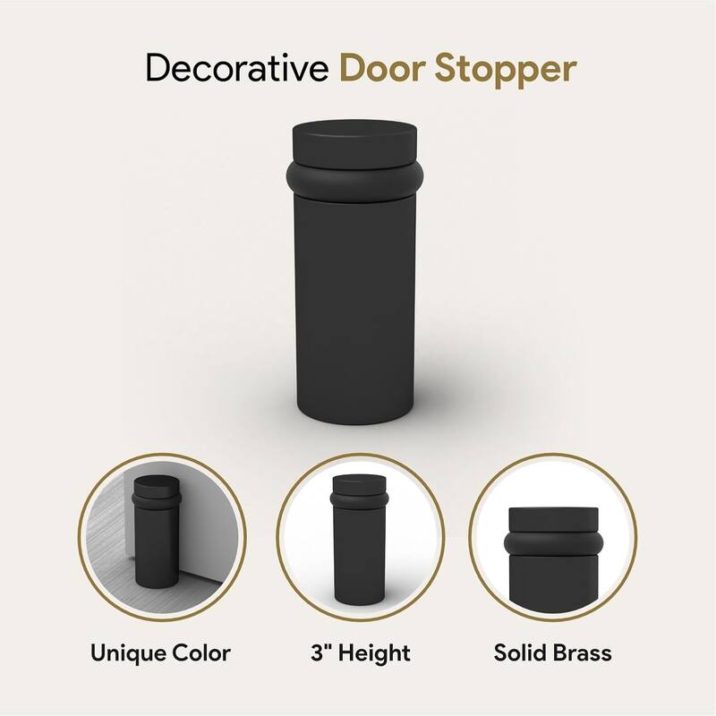 Mega Handles Round Floor Mounted Door Stopper – Solid Brass Decorative Door Wall Protector with Mounting Kit Included