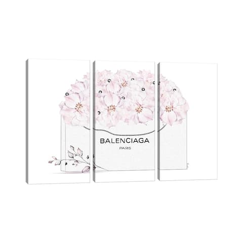 iCanvas "Balenciaga White Shopping Bag With Pastel Florals" by Pomaikai Barron 3-Piece Wall Art Set