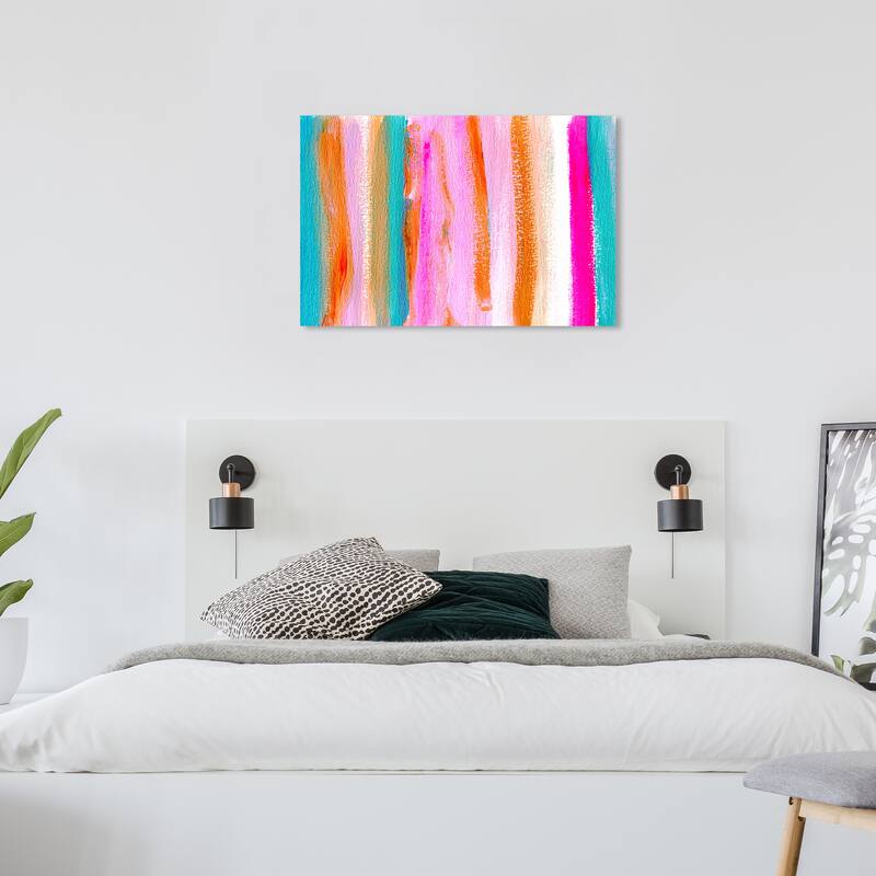 Wynwood Studio Abstract Beach Towel Pink and Turquoise Modern & Contemporary Wall Art Canvas Print - 24 x 36