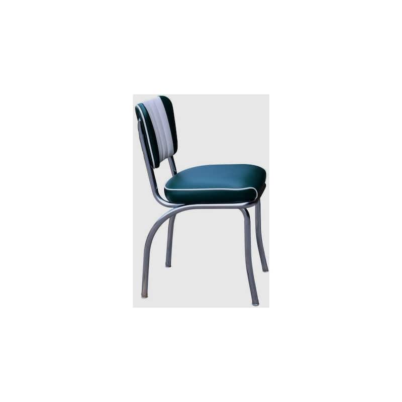 Diner Chair Retro Style Chrome Frame Vinyl Seat - Black White - Restaurant Kitchen Bar - 31.5