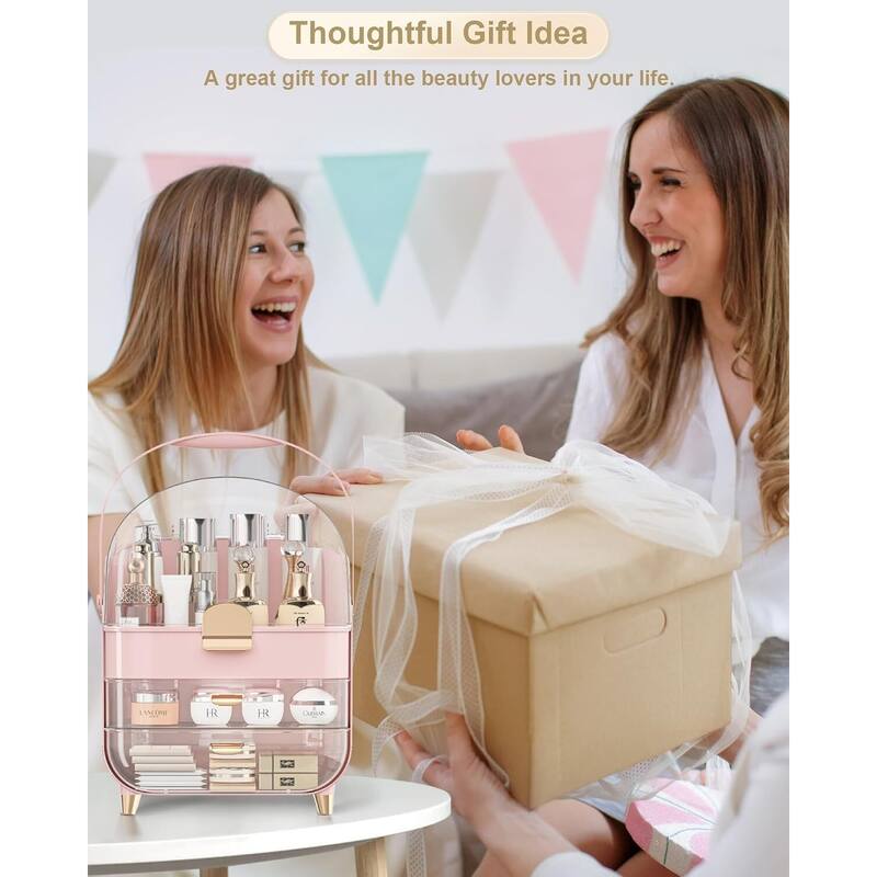 Makeup Skincare Holder Bathroom Counter Storage Box Cosmetic Display Cases - 11.7"D x 11.7"W x 15.6"H