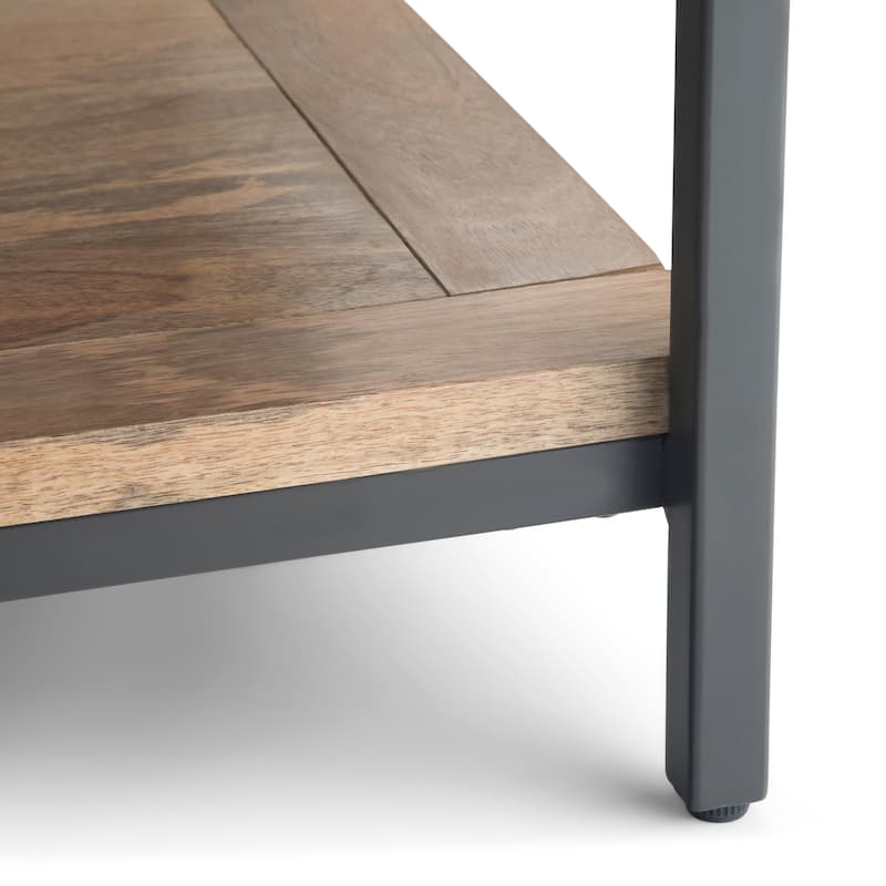 WYNDENHALL Rhonda Solid Mango Wood & Metal Industrial Coffee Table - 34 W x 34 D x 18 H