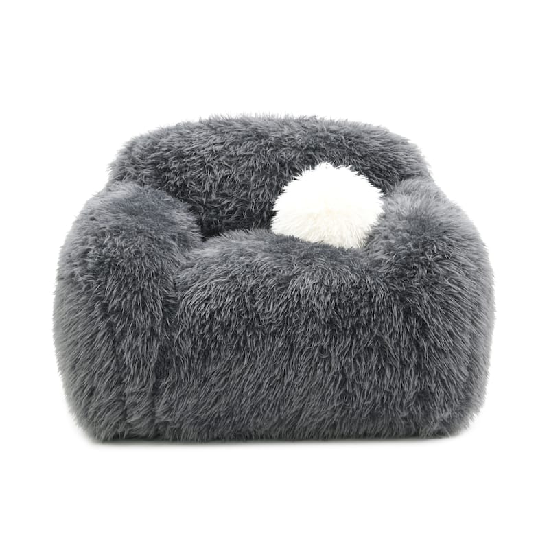 Furniture of America Cynra Modern 3-Piece Faux Fur Sofa Set with Ball Pillows