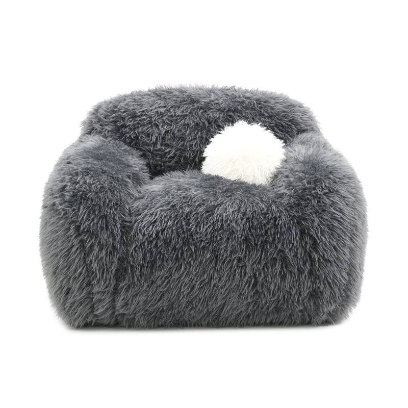 Furniture of America Cynra Modern 45-inch Faux Fur Swivel Arm Chair with Ball Pillow