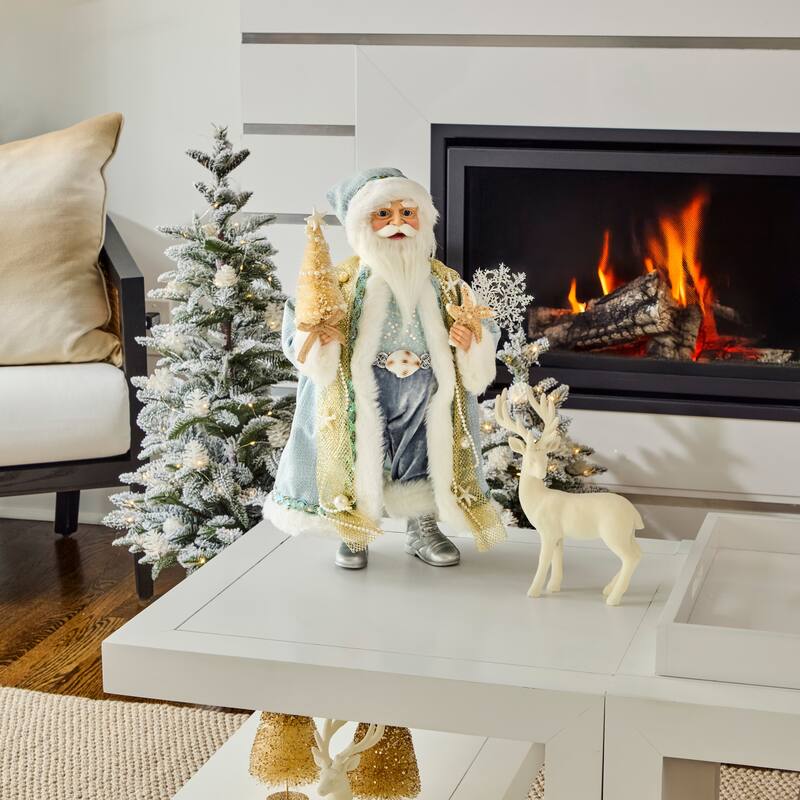 20" Fabric Ocean Santa With Shells