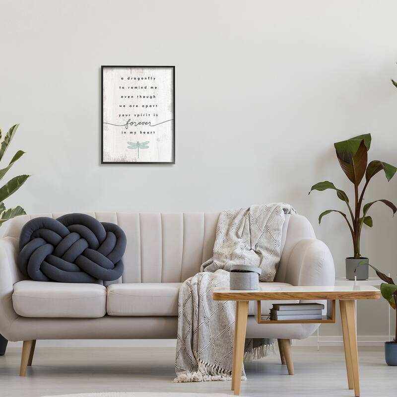 Stupell Dragonfly to Remind Me Grieving Inspirational Insect Phrase Framed Wall Art, Design by Daphne Polselli - Black