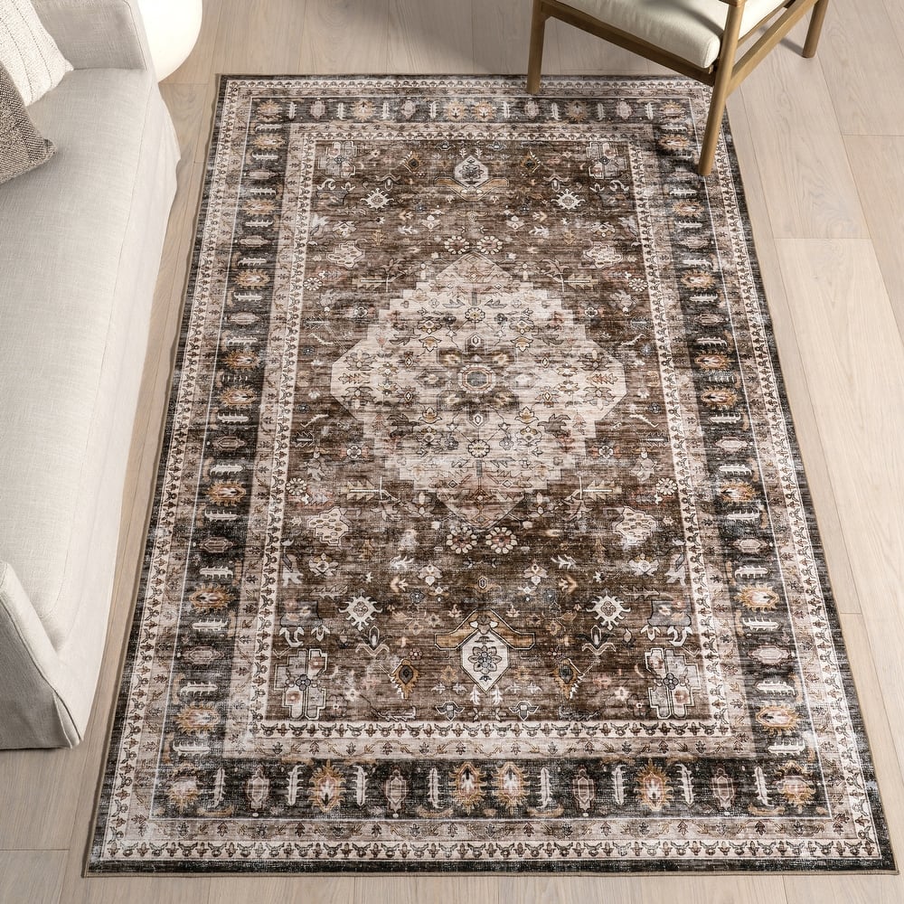 Nuloom Delisa Vintage Stain-Resistant Machine Washable Area Rug
