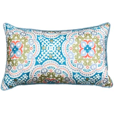 Jiti Outdoor Waterproof Blue Paisley Emblem Patterned Rectangle Lumbar Pillows Cushions for Outdoor Pool Patio Chair 12 x 20