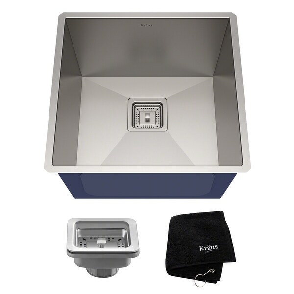 KRAUS Pax Stainless Steel 18 1/2 inch 1-Bowl Undermount Kitchen Sink. Opens flyout.