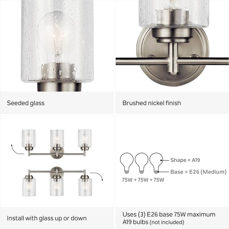 Kichler Lighting Winslow 3-light Brushed Nickel Bath Vanity Light