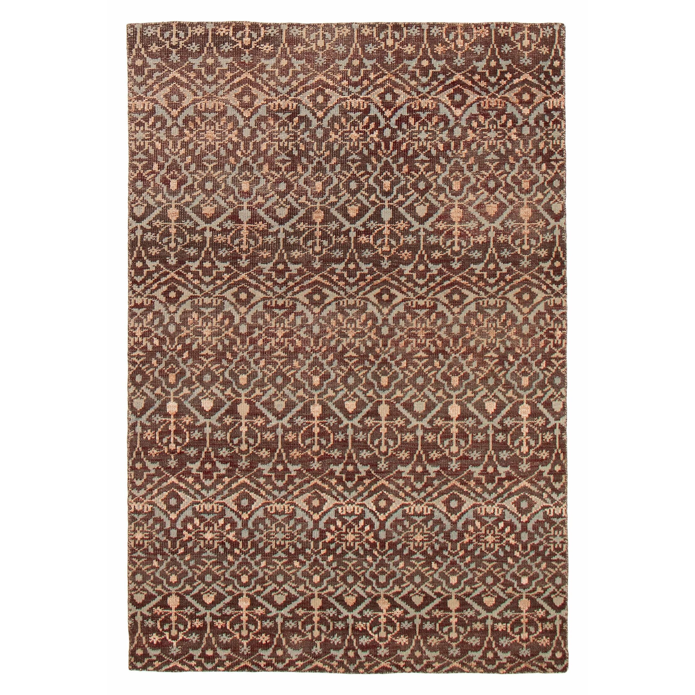ECARPETGALLERY Hand-knotted Tangier Dark Brown Viscose, Wool Rug - 5'0 x 7'6