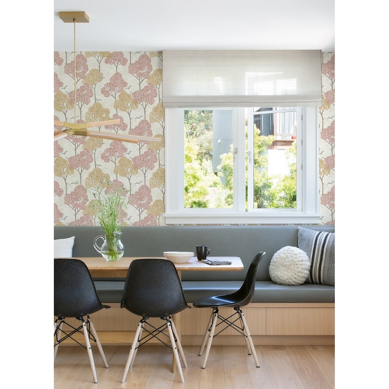 A-Street Prints Lykke Coral Textured Tree Wallpaper