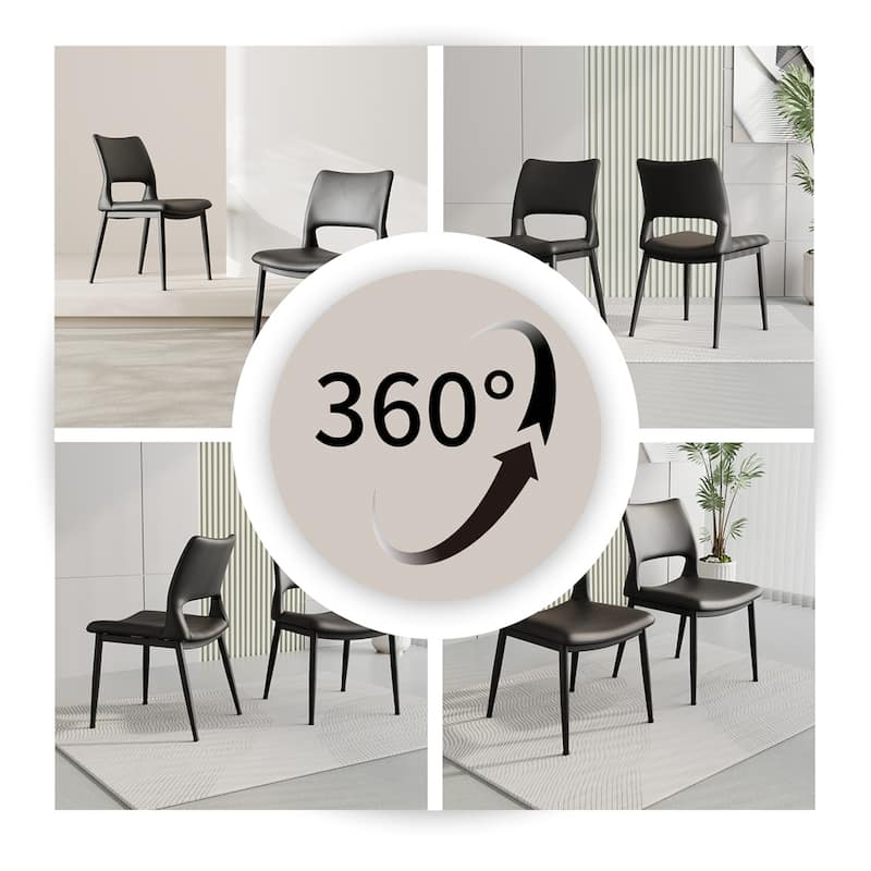 Modern PU leather Dining Chairs,Backrest Design,Metal Leg Support,2PCS