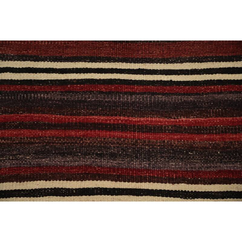 Hand Woven Oriental 100% Wool Carpet Southwestern Geometric Red Kilim Area Rug - 11' 5'' X 5' 1''