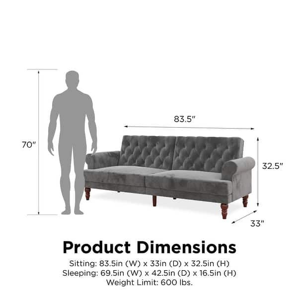 The Novogratz Upholstered Cassidy Futon Convertible Couch