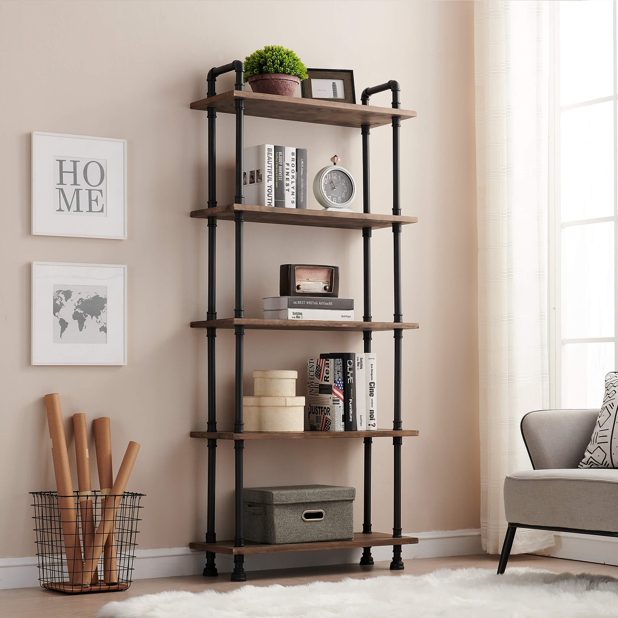 White industrial store bookcase