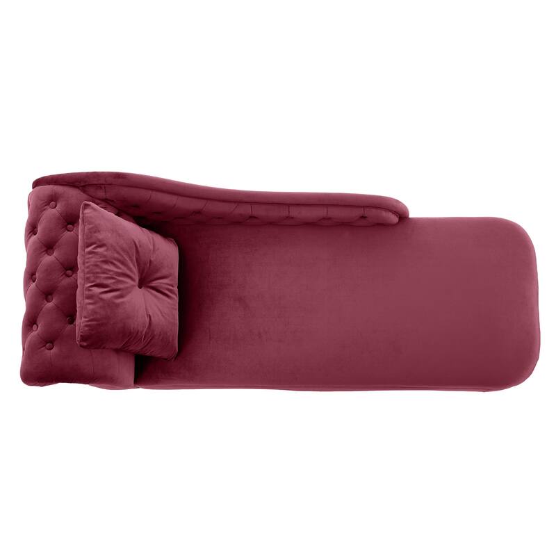 Christopher Knight Home - Bressi Modern Velvet Upholstered Chaise Lounge with Tufted Backrest, Nailhead Trim & Pillow