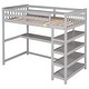 preview thumbnail 12 of 43, Traditional & Simple Design Twin Size Loft Bed with Storage Shelves and Workstation,Support Slats and Stable Guardrails