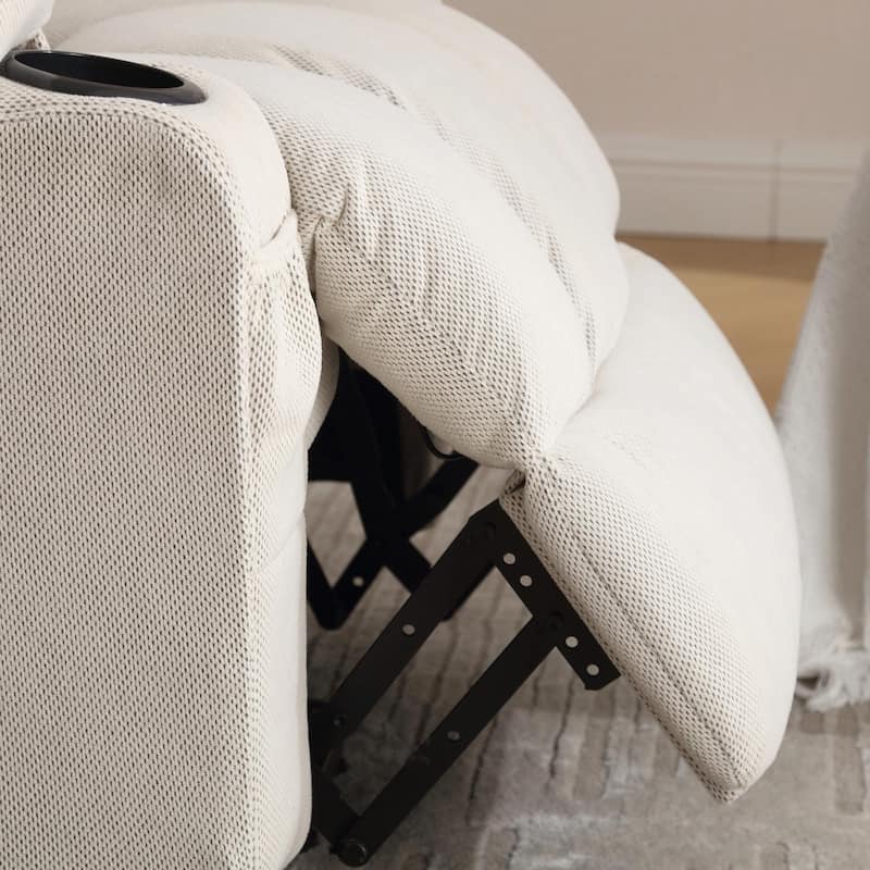 Swinging Recliner Massage Heated Sofa, with USB and 2 Cup Holders in Side Pockets