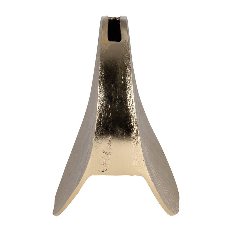 Metal Etched Textured Surface Oval Vase - Gold, 8"