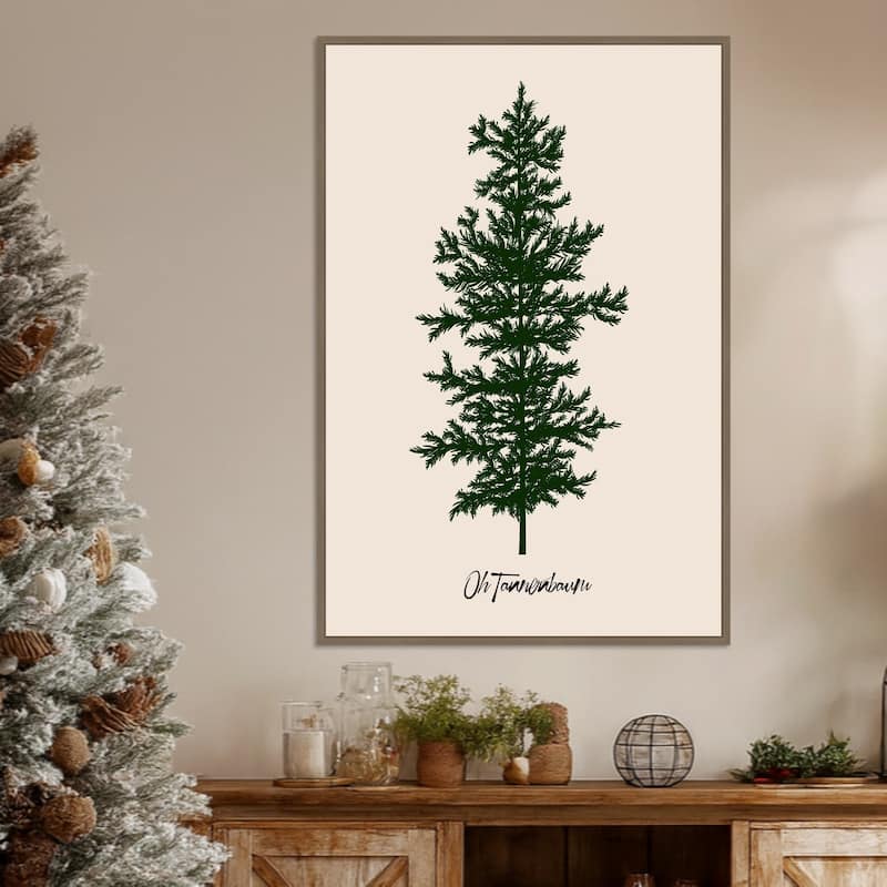 Oh Tannebaum Framed Canvas Wall Art Print - Sylvie Dark Gold
