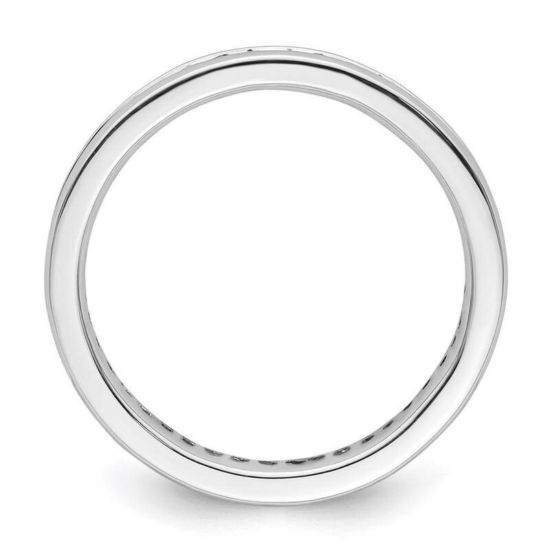 Curata 2.5mm 925 Sterling Silver Channel set Stackable Expressions Polished Created Sapphire Ring
