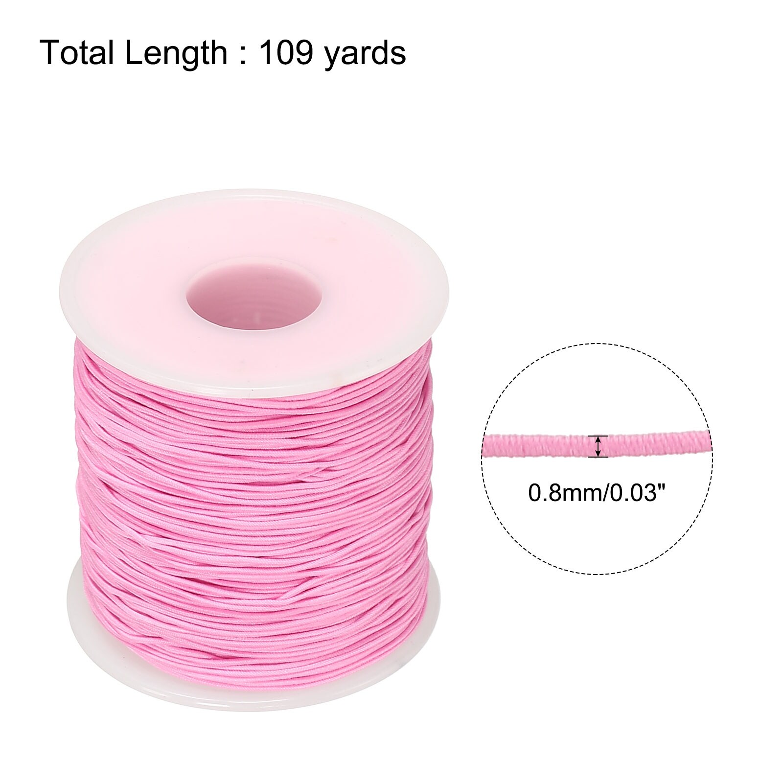 Elastic Cord Stretchy String 0.8mm 109 Yards Dark Pink for Crafts - Dark Pink